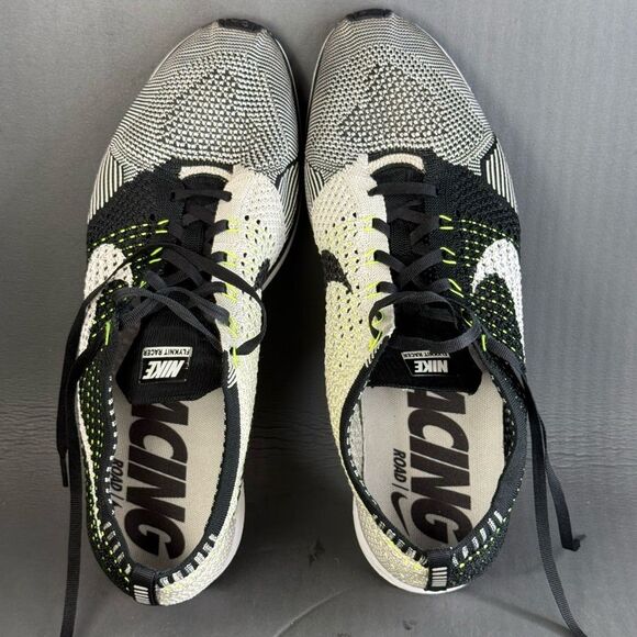 Nike Flyknit Racer Black White Volt athletic sneaker shoes men’s size 13 main image 3